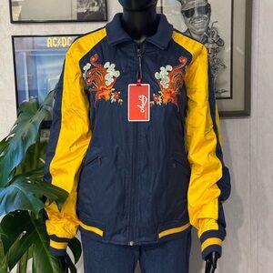 Vintage Japanese Embroidered Dragon Analog Bomber Jacket. Size M. Never Worn